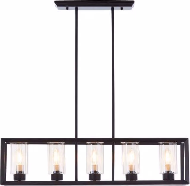 Orsina Aliko 5 Bulb Matte Black Suspended Ceiling Light