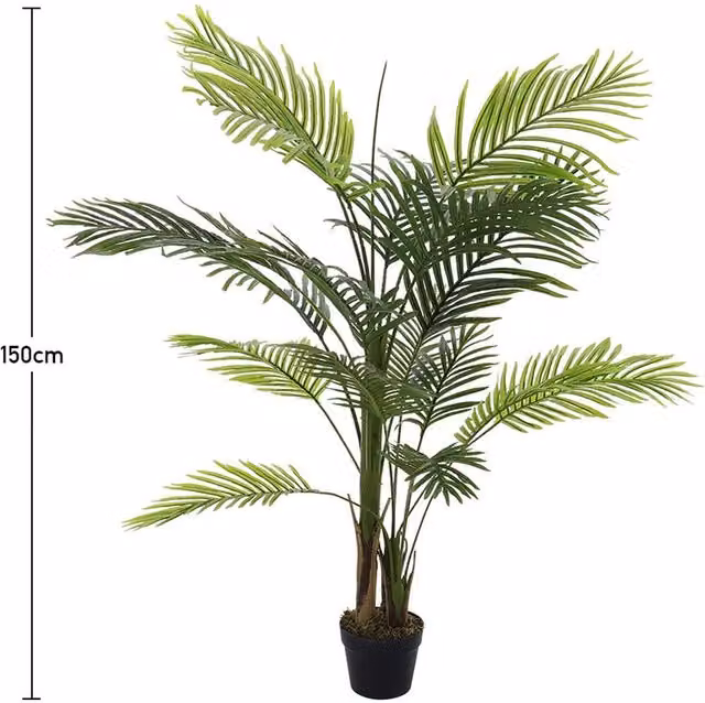 Livingandhome Artificial Bamboo Palm Tree, Green, Height: 150 cm