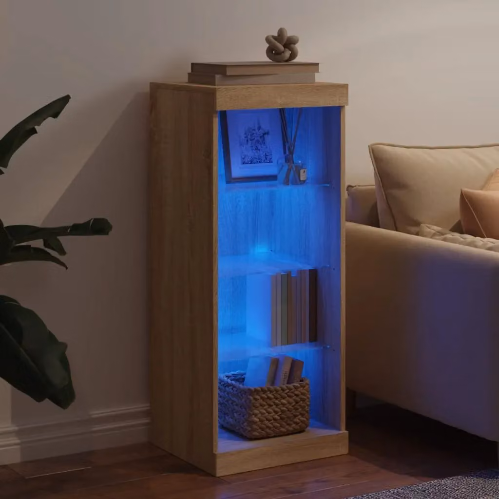 Berkfield Home Sonoma Oak Sideboard with LED Lights in Brown, W/D/H: 41 x 37 x 100 cm – 2