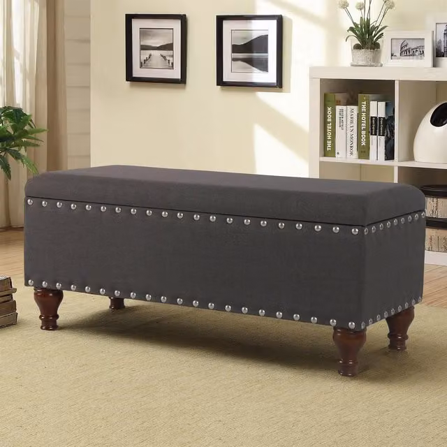 Terrys Chelsea Storage Ottoman Bench in Anthracite Grey Fabric