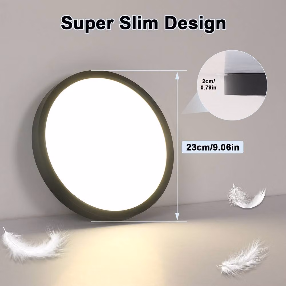Goeco Modern Round LED Ceiling Light, 24W, 4500K, IP54, Black – 3