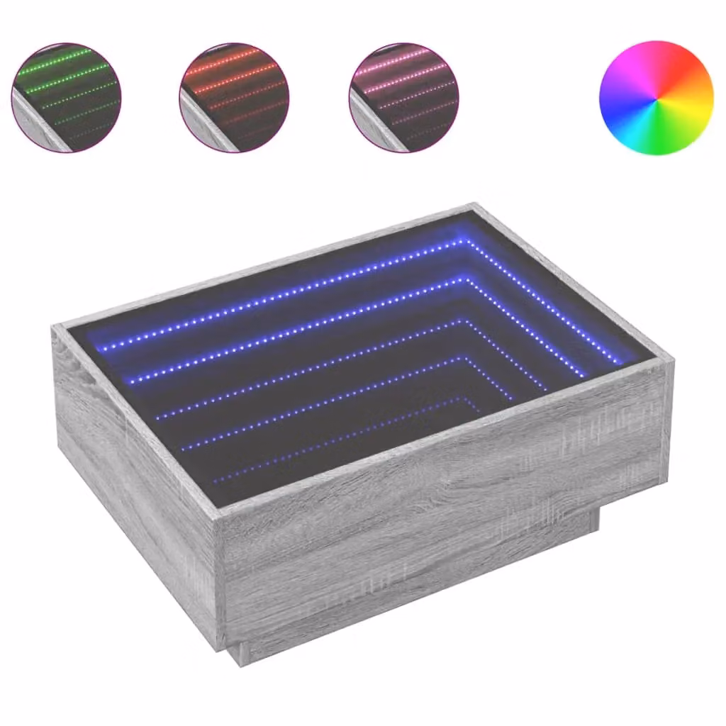 Berkfield Home LED Coffee Table in Grey Sonoma, W/D/H: 70 x 50 x 30 cm – 2