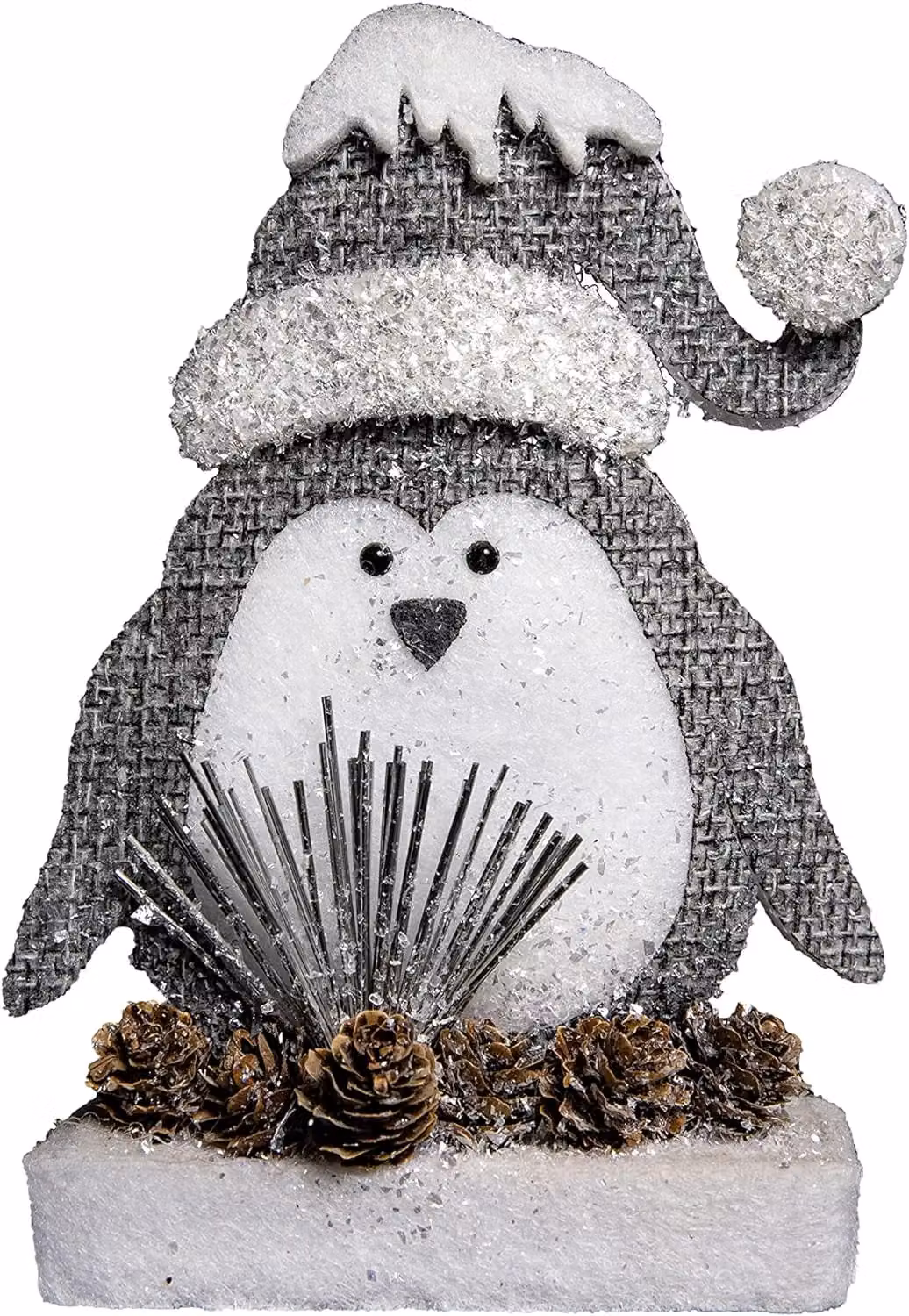 Shatchi Grey and Silver Penguin Christmas Tabletop Decoration, Height: 42 cm – 5