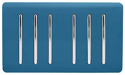 Trendi Modern 6 Gang 2 Way Rocker Double Plate Tactile Light Switch in Blue