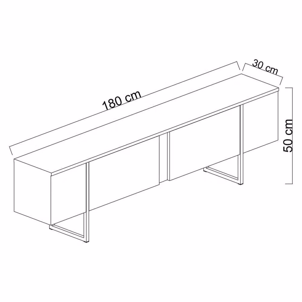Calicosy Modern Luxury TV Stand with 2 Drop-Down Doors in Brown, W: 180 cm, D: 50 cm, H: 30 cm – 4