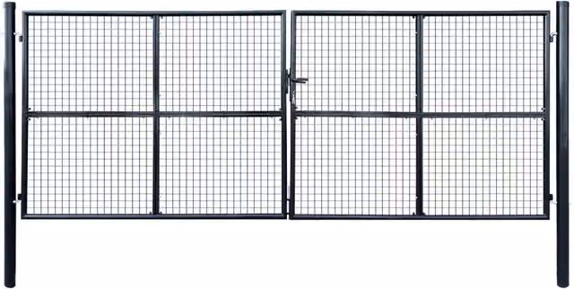 Berkfield Home Grey Galvanised Steel Mesh Swing Garden Gate, W: 400 cm, H: 150 cm
