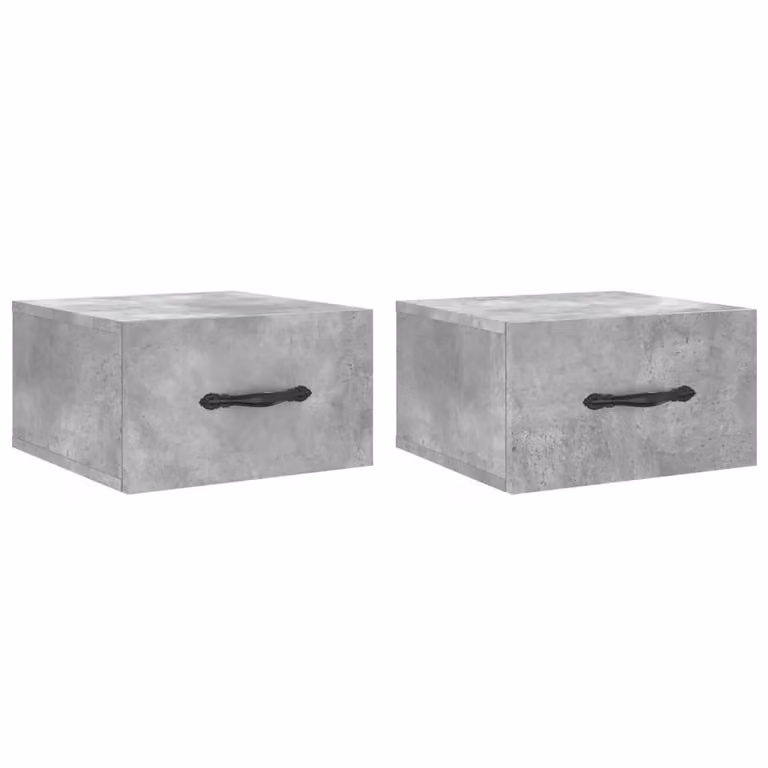 Berkfield Home Wall-mounted Bedside Cabinets, 2 Pieces, Concrete Grey, W/D/H: 35 x 35 x 20 cm