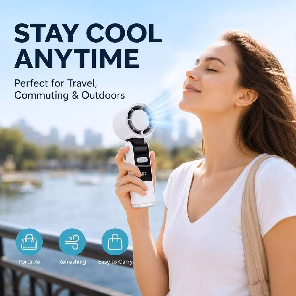 BluCore ICE COOLING White Rechargeable Mini Foldable Fan – 2