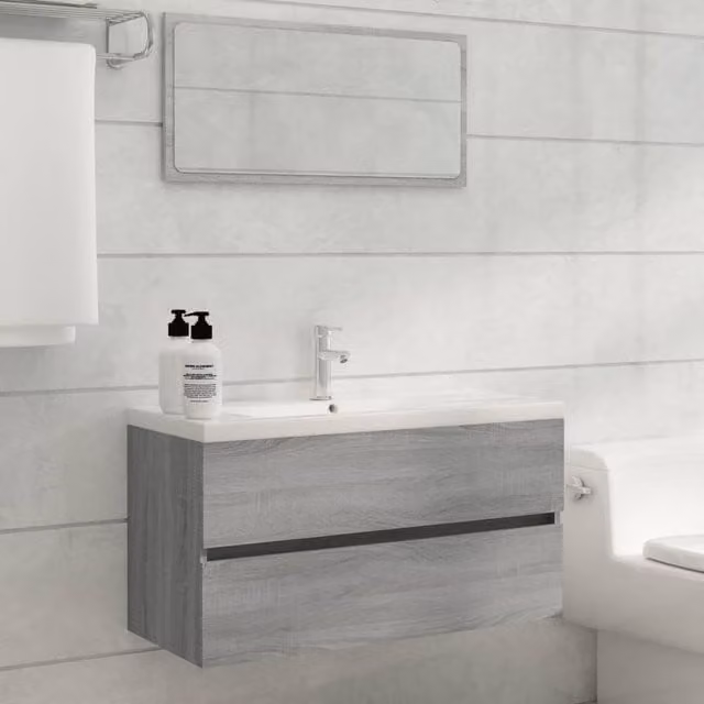 Berkfield Home Grey Sonoma Sink Cabinet W/D/H: 90 x 38.5 x 45 cm – 1