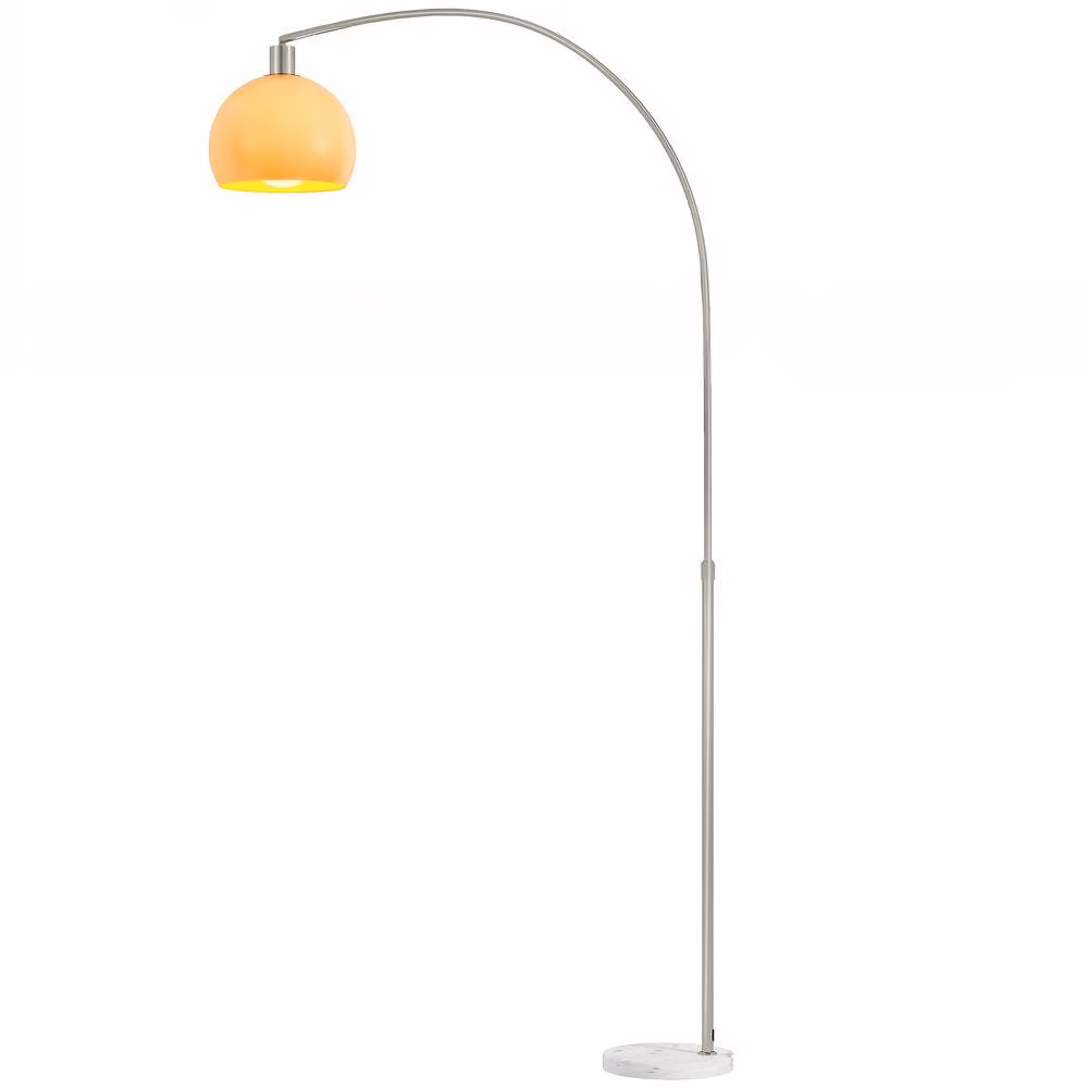 HOMCOM Modern White and Silver LED Floor Lamp with Marble Base and Foot Switch, H 180 x W 25 x D 25 cm – 2