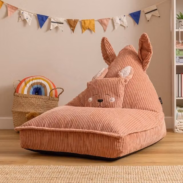 Icon Kids Animal Lounger and Cushion Bundle in Pink Jumbo Cord