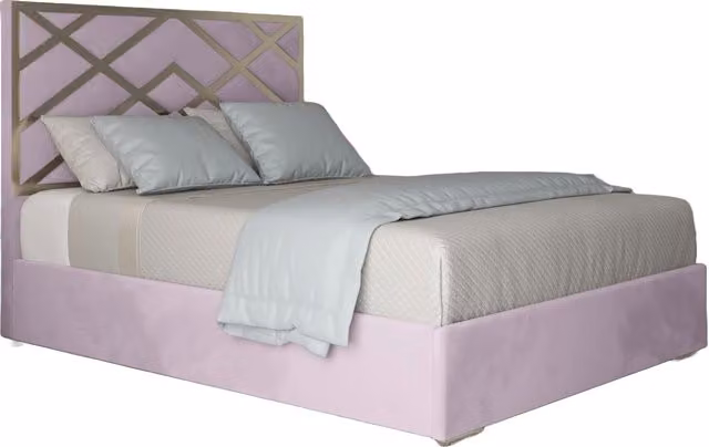 Casani Modern Pink Velvet Upholstered Metal Bed Frame, W/D/H: 140 x 200 cm