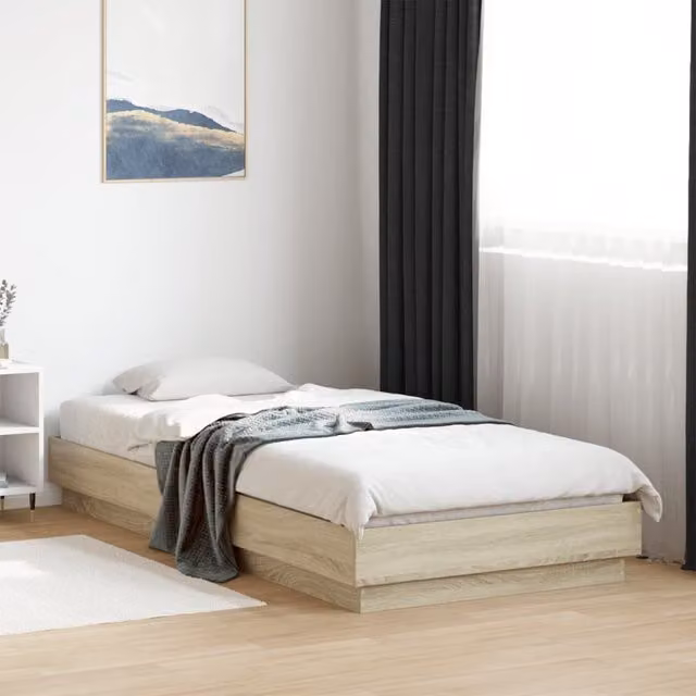 Berkfield Home Sonoma Oak Bed Frame in Brown, W/D/H: 100 x 200 cm – 1