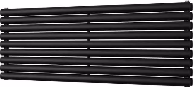UK Radiators Omeara Axis Black Elliptical Tube Horizontal Designer Double Panel Radiator W: 140 cm, H: 52.2 cm – 1