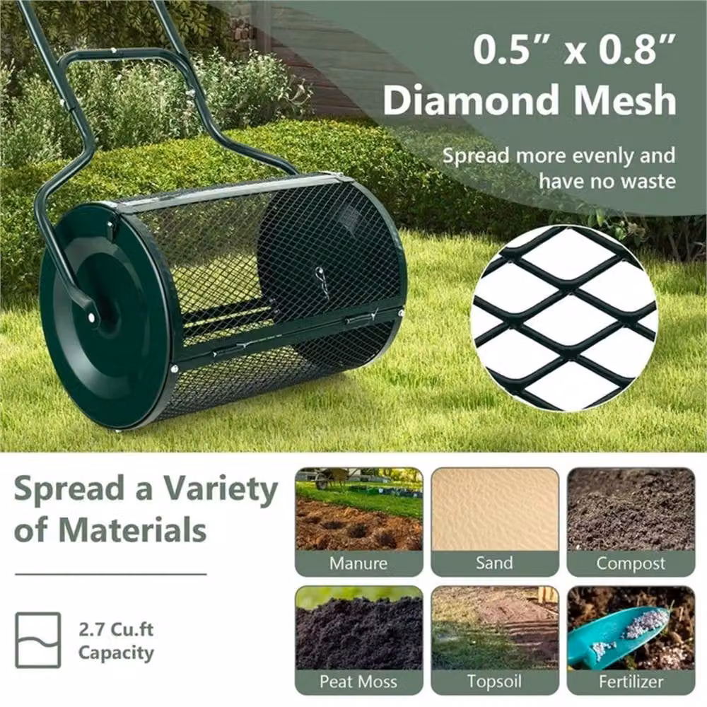 Nordara 80L Garden Compost Spreader and Lawn Seed Fertiliser Shaker in Dark Green – 4