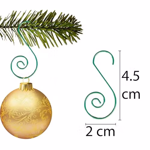 SHATCHI 40-Piece Green Metal Swirl S Hooks for Christmas Tree Baubles and String Lights – 2