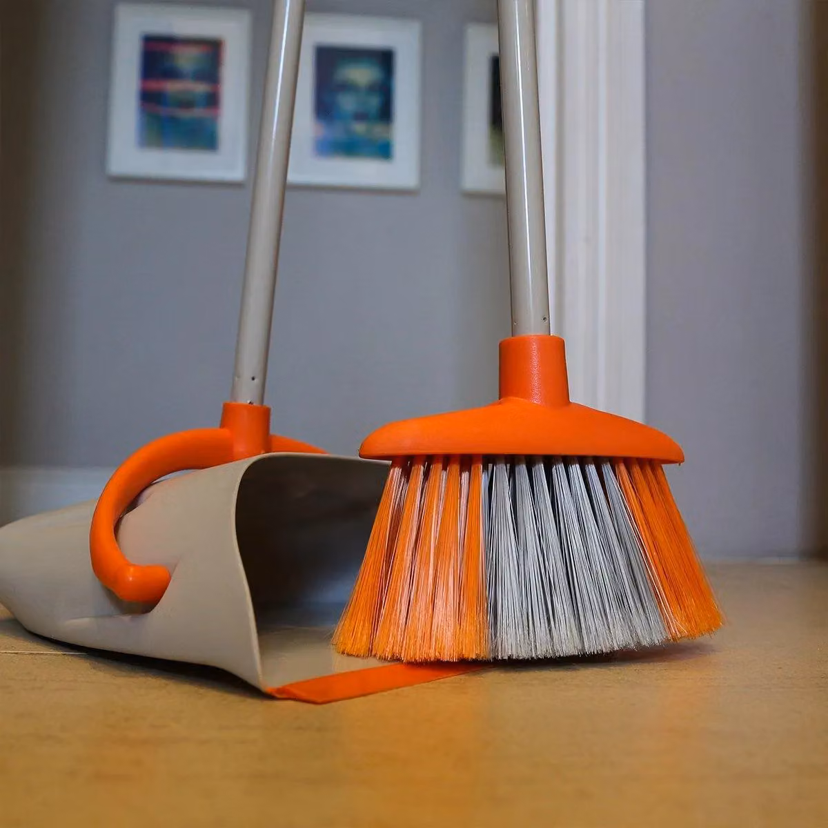 Charles Bentley Brights Indoor Long Handled Lobby Dustpan and Brush Set in Orange – 2