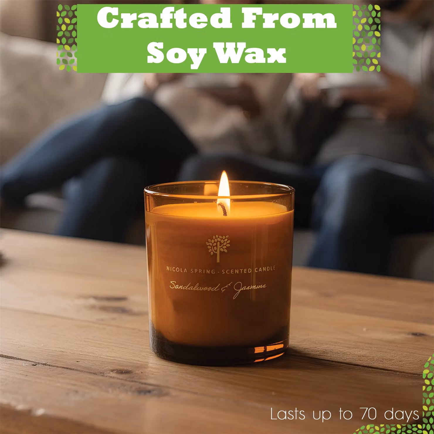 Nicola Spring Sandalwood & Jasmine Scented Soy Wax Candle, 350g, Orange – 8