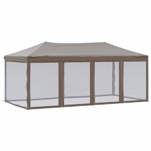 vidaXL Folding Party Tent with Sidewalls, Taupe, W: 6 m, D: 3 m, H: 2.44 m