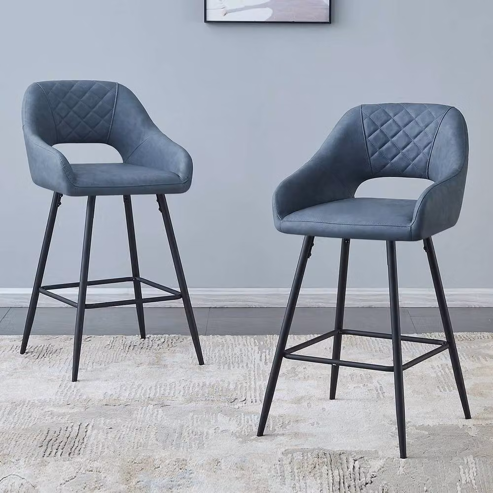 FORGEVIO Set of 2 Modern Breakfast Bar Stools in Blue and Grey – 5