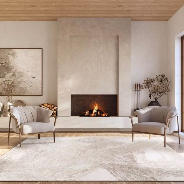 Desire Rugs Elysium Modern Abstract Area Rug in Expression in Light Beige, W: 60 cm x L: 220 cm