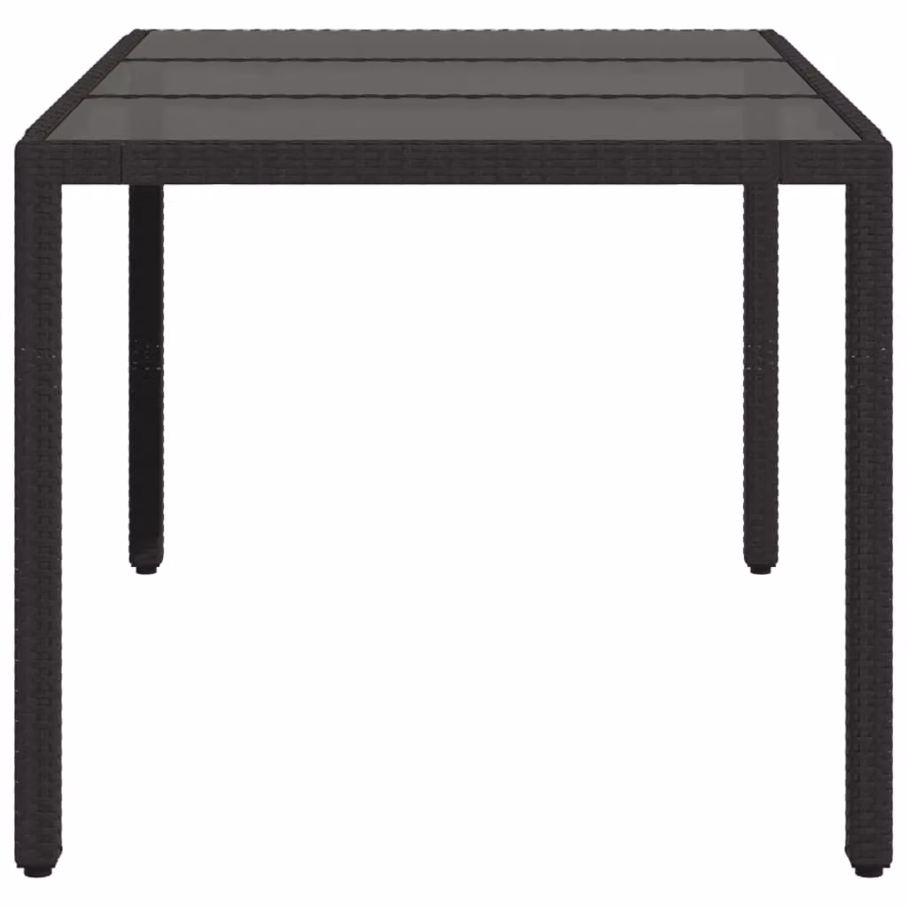 Berkfield Home Modern Poly Rattan Garden Table with Glass Top, Black, W/D/H: 150 x 90 x 75 cm – 3