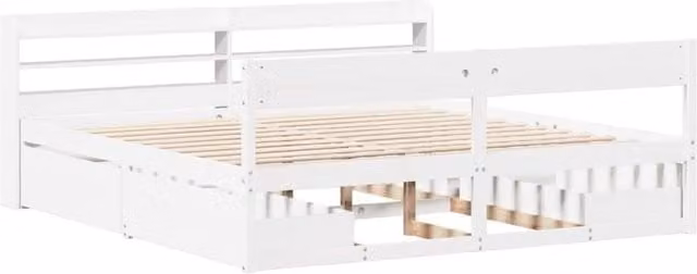 Berkfield Home Solid Wood Pine Full Bed Frame in White, 200 x 200 cm