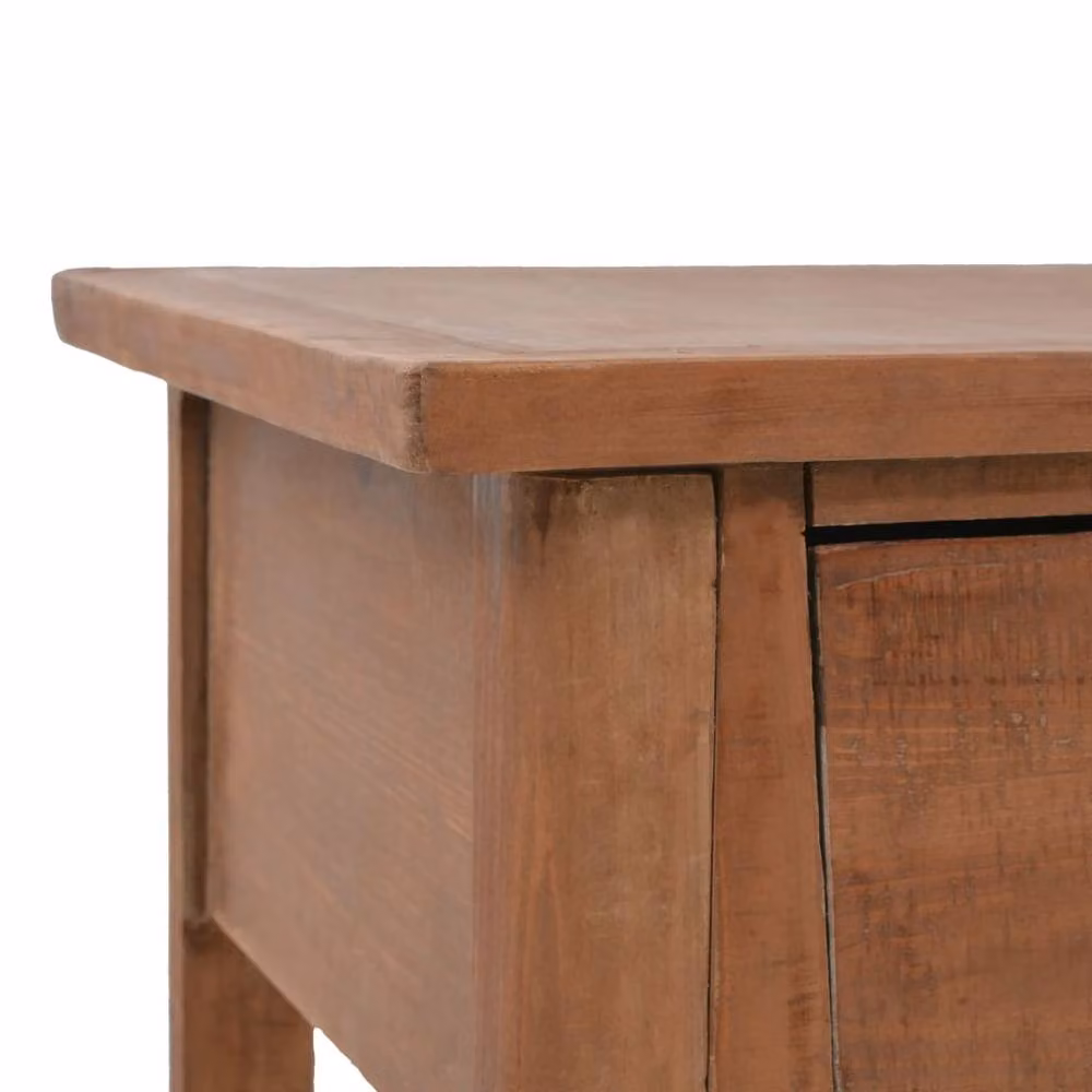 Berkfield Rustic Solid Fir Wood Console Table, Brown, W: 126 cm, D: 40 cm, H: 77.5 cm – 4