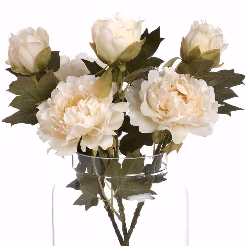 Lemon Pavilion White Peony Artificial Flower, W26 x D26 x H52 cm – 3