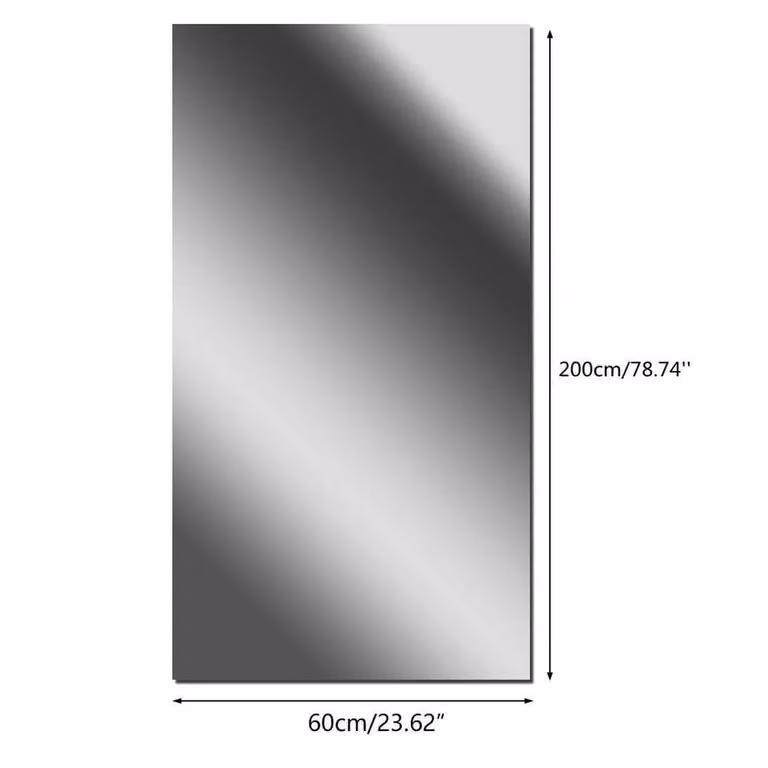 FLAVORA Self-Adhesive Flexible Mirror Sheet in Silver, 200 x 60 cm