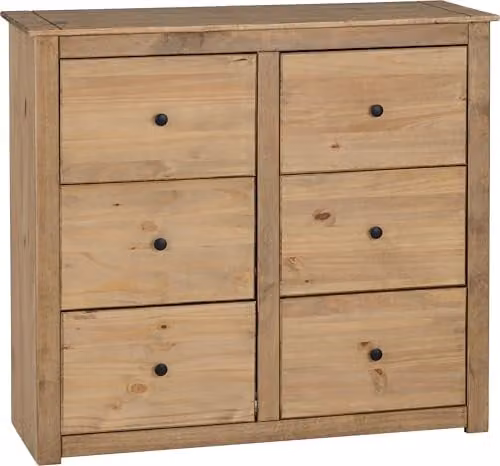 Seconique Panama 6 Drawer Chest of Drawers in Waxed Pine, Brown and Black – 1