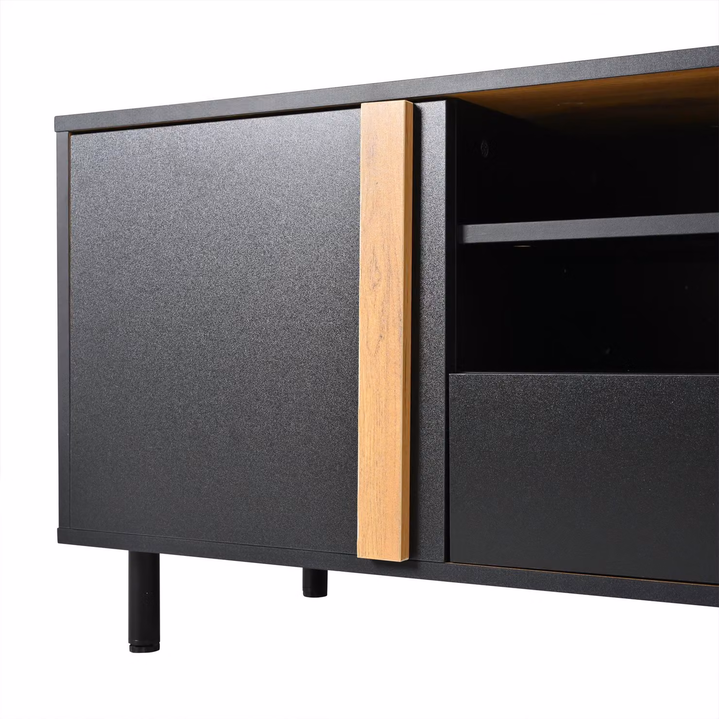 Aosom UK Modern Industrial TV Stand in Black and Brown with Concealed Storage, W: 180 cm, D: 32.5 cm, H: 50 cm – 8