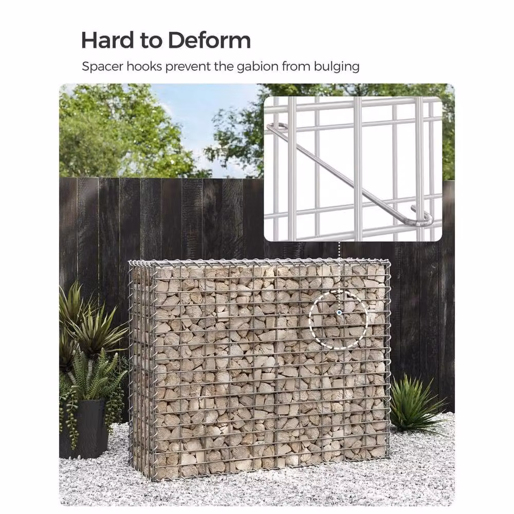 Kelvenix Silver Galvanised Steel Gabion Basket W: 100 cm, D: 80 cm, H: 30 cm – 2