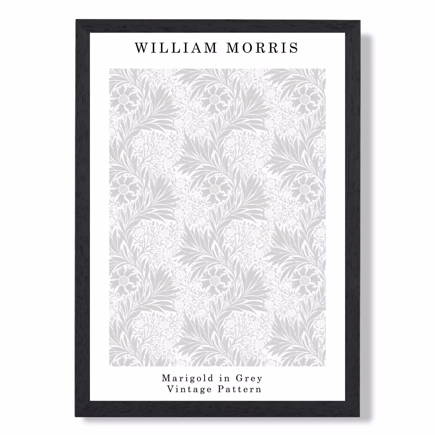 ARTZE William Morris Marigold Floral Art Print in Grey with Black Frame, A2 – 2