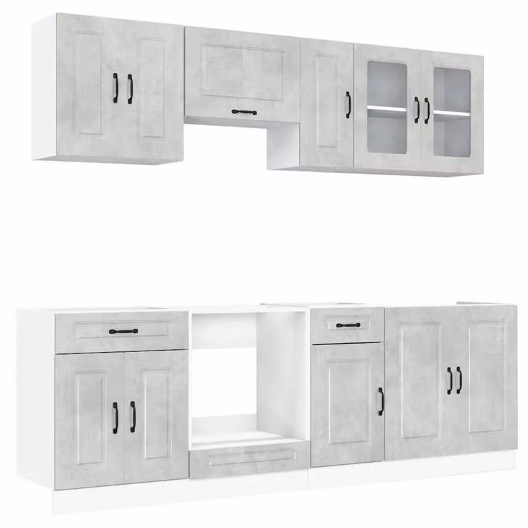 Berkfield Home Kalmar 8 Piece Modern Kitchen Cabinet Set in Concrete Grey Engineered Wood