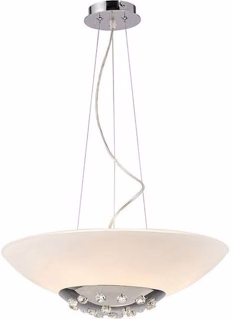 Netlighting Amada 6 Light G9 Pendant Light in Polished Chrome with Grey Opal White Glass