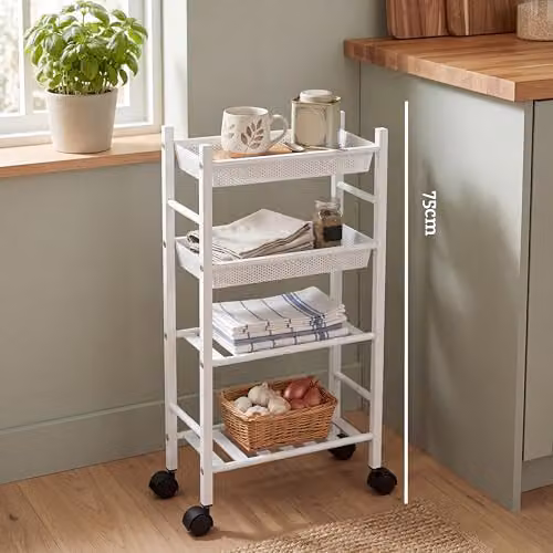 Premier Housewares 4 Tier Metal Trolley with Castors, White – 2