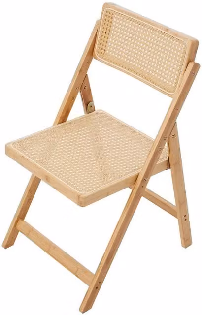 KORVIXA Set of 2 Vintage Bamboo Folding Dining Chairs and Collapsible Stools in Sand – 1