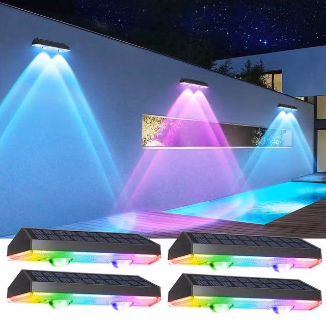 SPETLEK 8-Pack Solar Powered Multicolour LED Garden Wall and Fence Lights in Black – 1