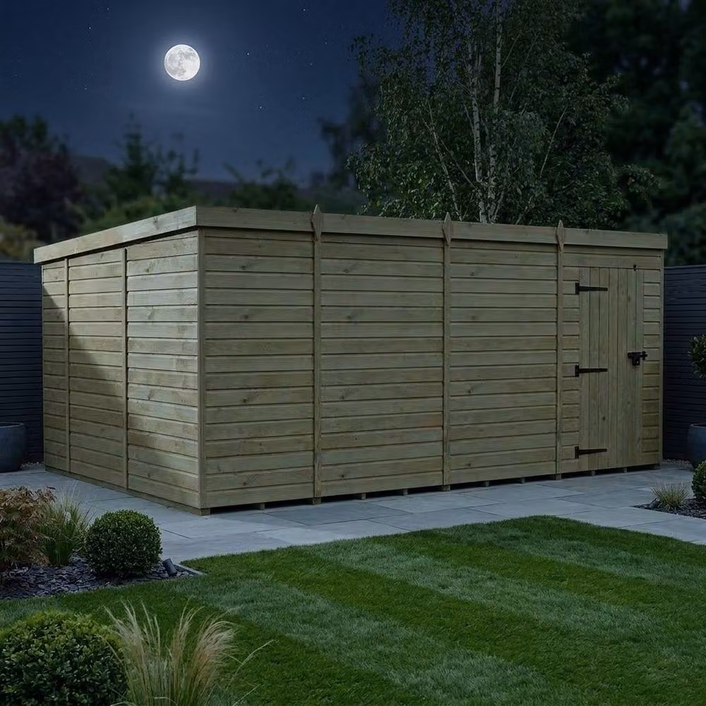 Buttercup Farm Brown Timber Pent Garden Shed with Single Door, W: 457.2 cm, D: 305.0 cm, H: 210.0 cm – 3
