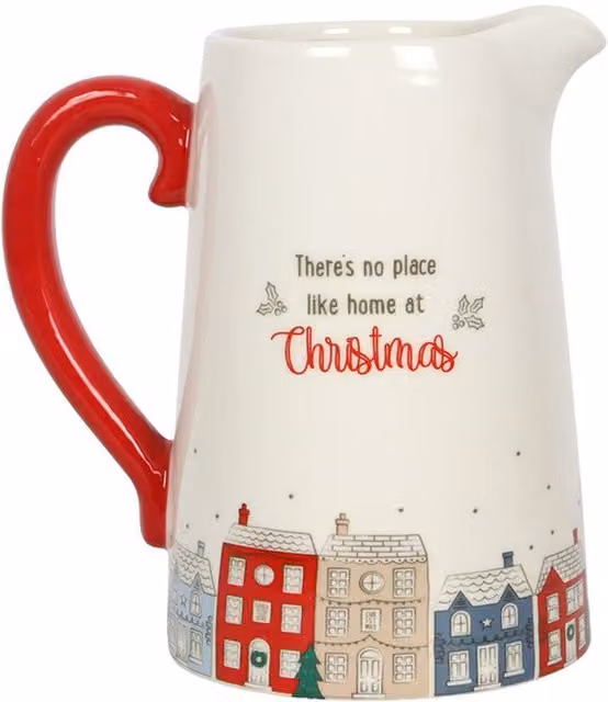 KDMK White Ceramic Christmas Village Flower Jug, Height: 17 cm