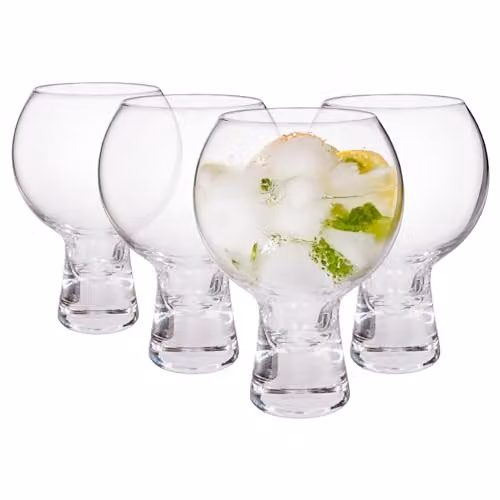Rink Drink Set of 4 Transparent Short Stem Gin and Cocktail Glasses, 525ml