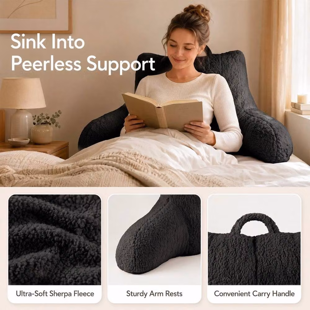 PAWNORA Black Contoured Wedge Backrest Support Pillow with Soft Cotton and Polyester Material – 3