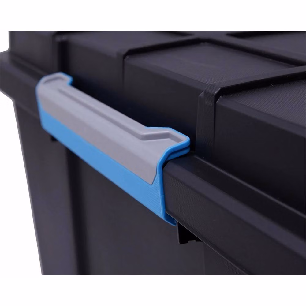 Nordara 110L Stackable and Nestable Water Resistant Mobile Plastic Storage Box with Lid and Handles in Black – 3
