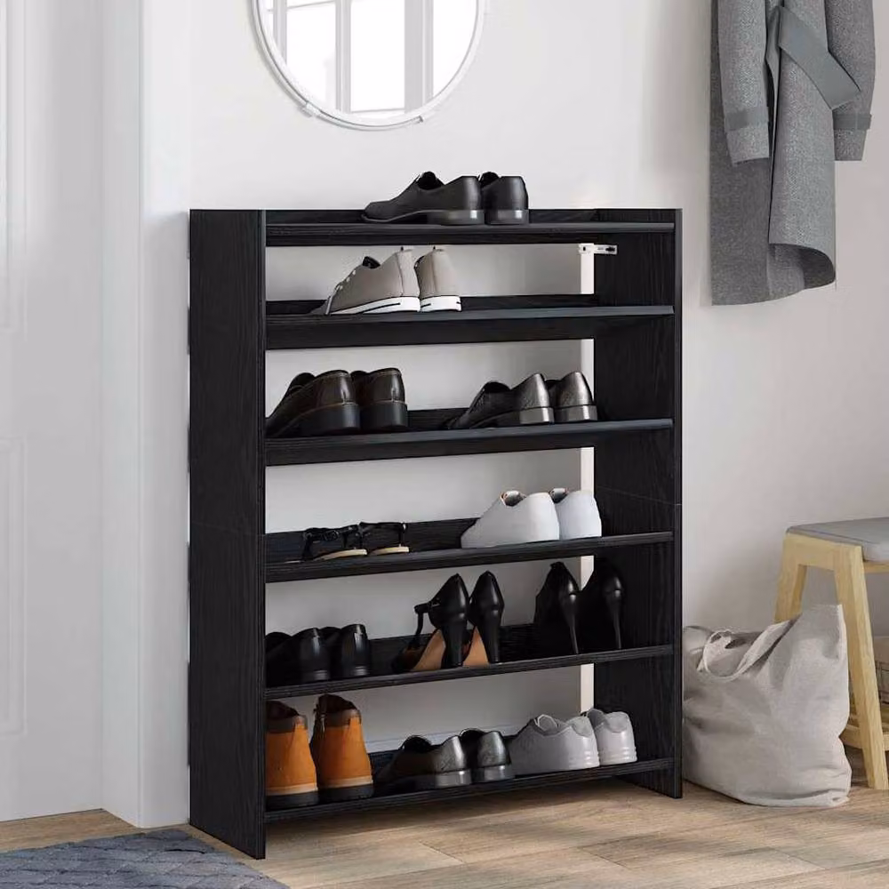 Berkfield Home Black Modern MDF Shoe Rack, W/D/H: 80 x 25 x 100 cm – 3