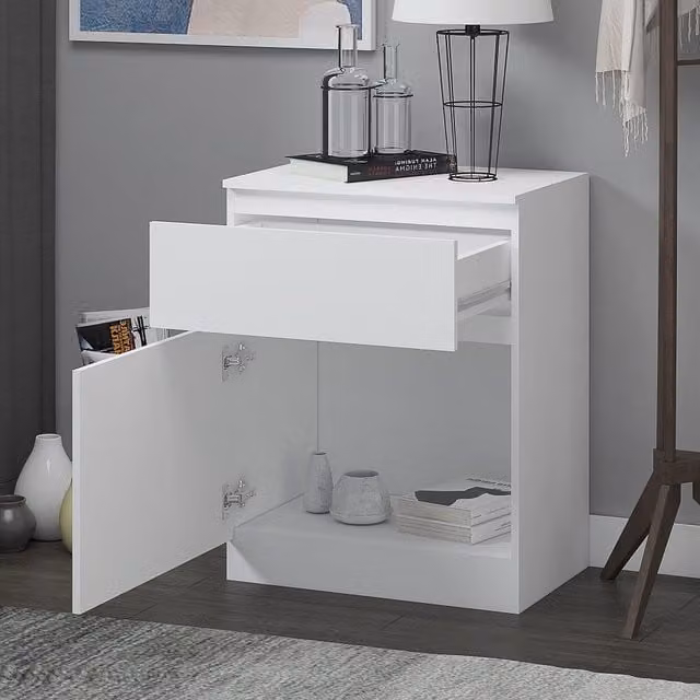 FWStyle Modern Compact No Handle Style Sideboard in White Matt MDF