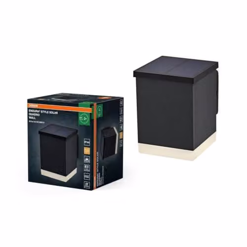 Osram Endura Style Solar LED Wall Light, Warm White, Grey/Black, IP44, 50lm, 3000K – 1