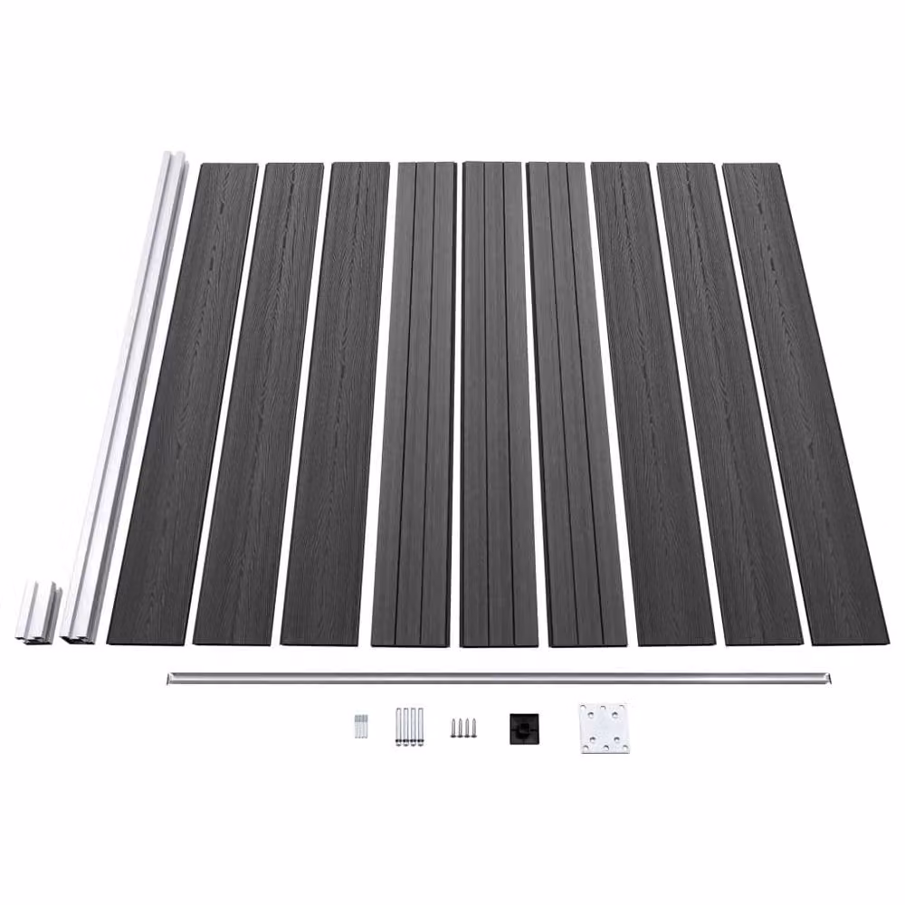 Berkfield Home WPC Fence Panel Set in Black, Height: 165.7 cm – 4