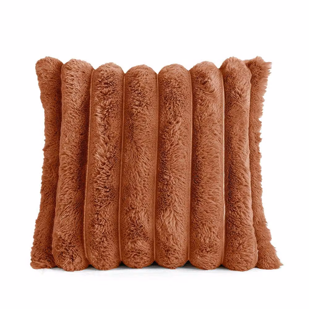 Velosso Orange Chunky Cord Faux Fur Effect Square Cushion, W x D: 43 x 43 cm – 2