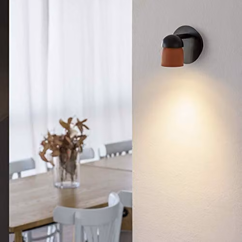 Netlighting Coco Modern Adjustable Wall Spotlight in Black and Terracotta with 1x GU10 Socket – 3